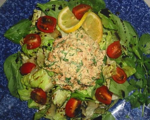 salada de atum de estilo de praia do Sul com coentro de baixo teor de gordura mayo