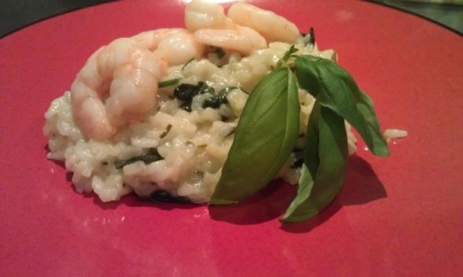 risoto de limão com camarão tigre grelhado