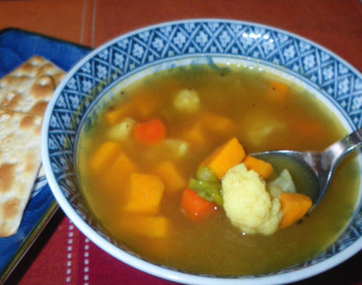 sopa de couve-flor e caril de batata-doce