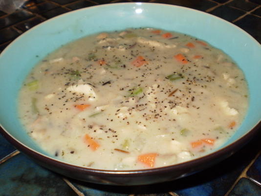 creme de frango e sopa de arroz selvagem