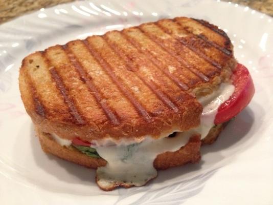 prosciutto, mozzarella, tomate e manjericão panini