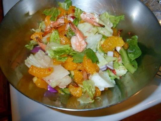 salada de camarão e tangerina