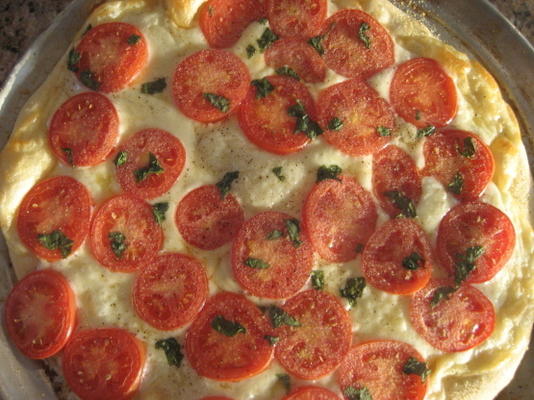 pizza de provolone (provolone, tomate roma e pizza de manjericão fresco)