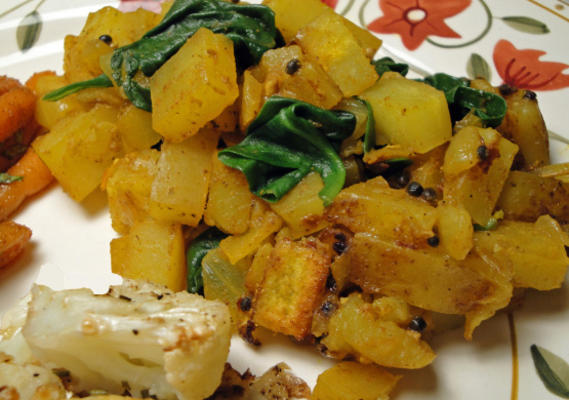 espinafre temperado indiano com batatas