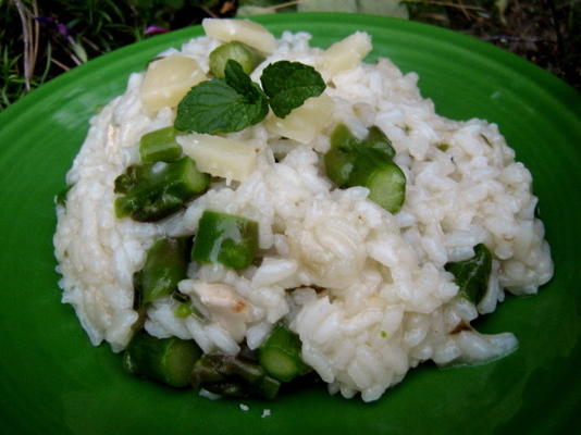 risoto com espargos, menta e limão