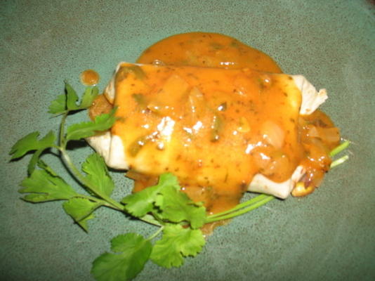jalapeno burritos com molho de pimentão vermelho