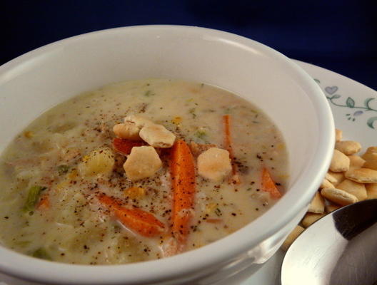 sopa de salmão do Alasca