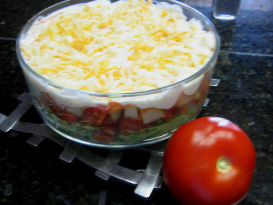 salada de sete camadas de luz de cozimento