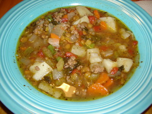 sopa vegetal de carne moída