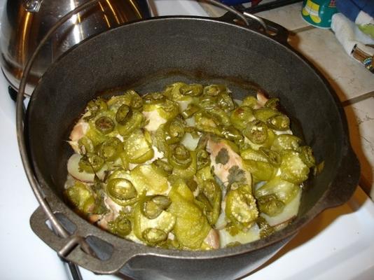 pollo pulqueros (ensopado de frango, tomatillo e jalapeño)