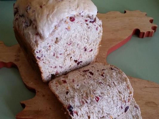 cranberry orange wheat bread (como uma ótima colheita), breadmaker