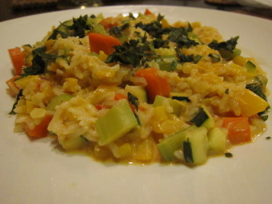risoto de legumes com molho de caril