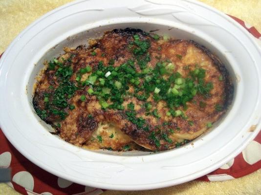 Gratinado de batata com queijo gruyere e creme fraiche