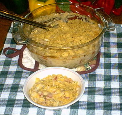 caçarola de queijo hominy