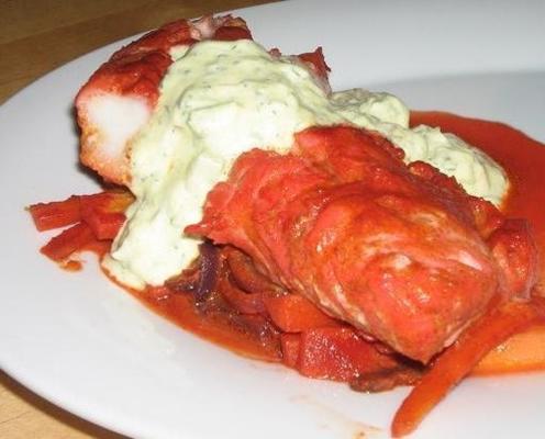 Peixe branco tandoori com arroz de pimentão verde