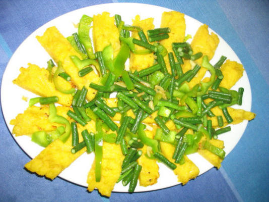polenta com feijão verde