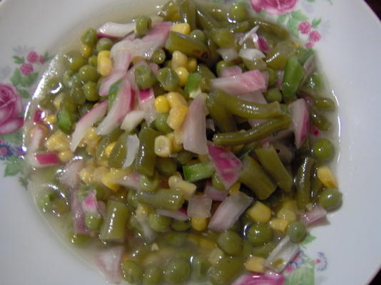 feijão verde, milho e ervilha salada marinada