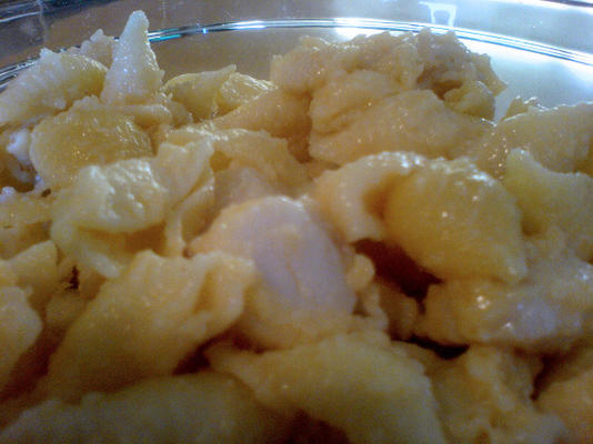 crescido mac e queijo com vieiras