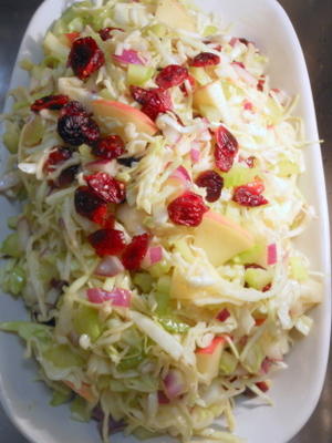 salada de repolho com maçãs e cranberries secas