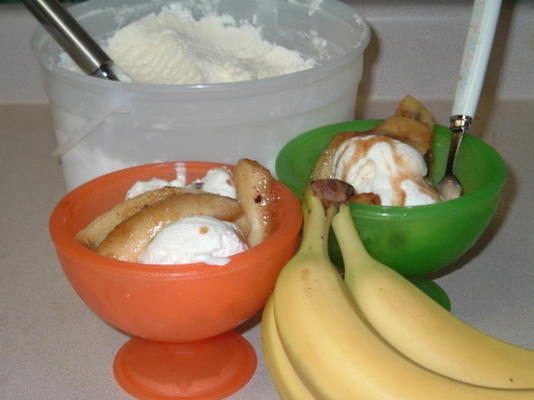 bananas de caramelo com xarope de bordo