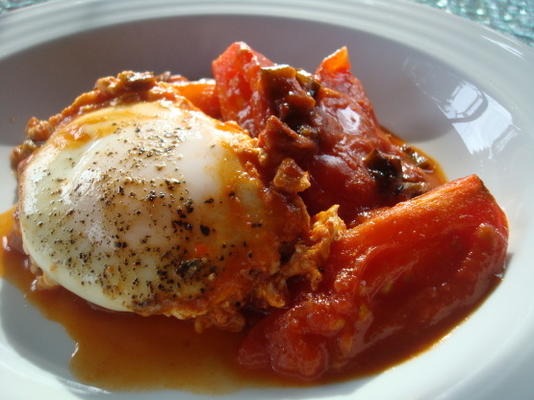tomate páprica com ovos escalfados (shakshouka)