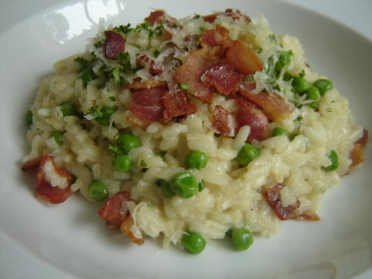 risoto fácil com bacon e ervilhas