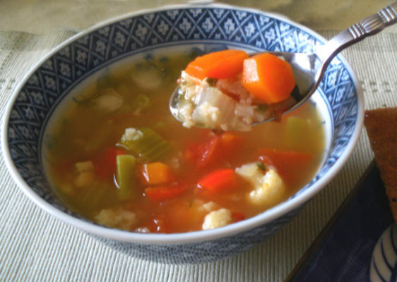 sopa de arroz com legumes