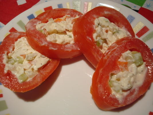 roma tomate anéis recheados com creme de queijo