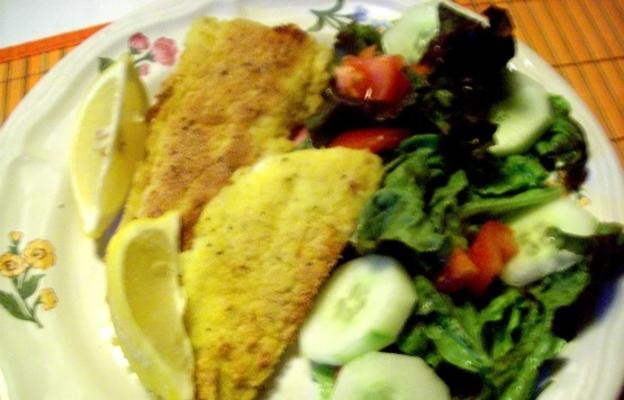 filetes de peixe em crosta de fubá (polenta)