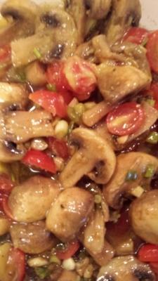 curry marinado tomates e cogumelos