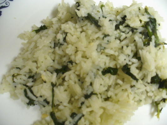arroz de espinafre com alho
