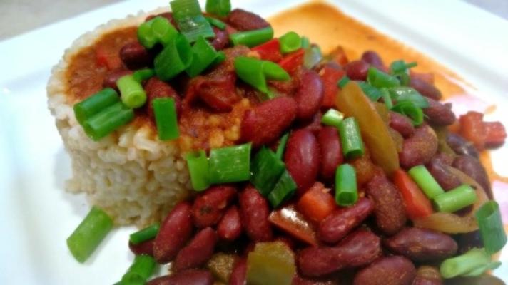 feijão e arroz vermelho cajun mais leve