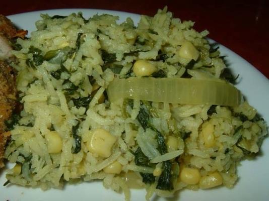 arroz de milho e espinafre