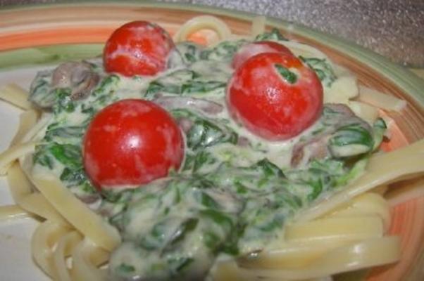 Fettuccine com molho de creme de espinafre