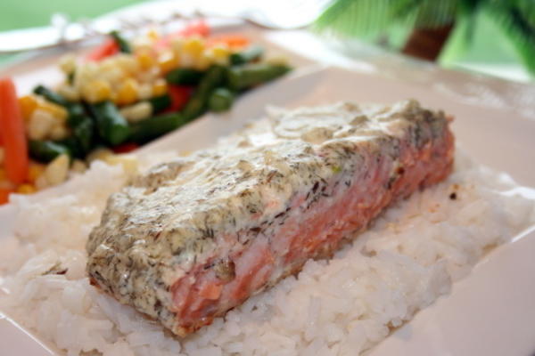 filetes de salmão com ervas