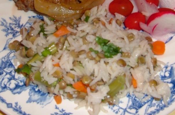 pilaf de arroz lentilha