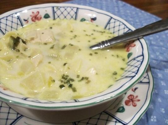 Sopa de macarrão de frango cremoso com maçãs