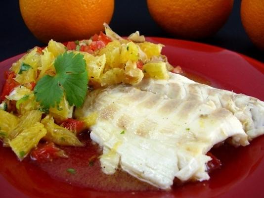 bifes de robalo com salsa de laranja (ou atum)