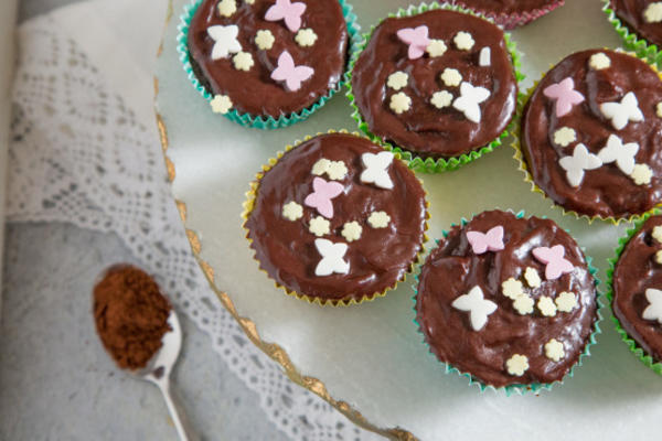 mini-cupcakes de chocolate duplo