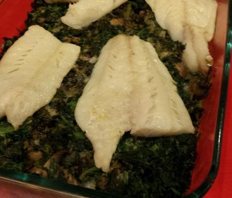 peixe assado com espinafre