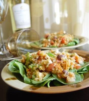 espinafre e salada de lentilhas