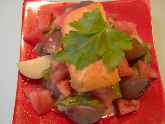 salada de batata salmão assada marinada