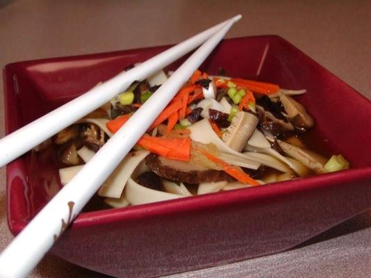 verduras e udon em galinha - caldo de miso