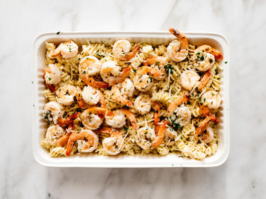 scampi de camarão mac e queijo
