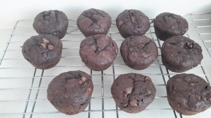 muffins de banana fudge duplos / brownies