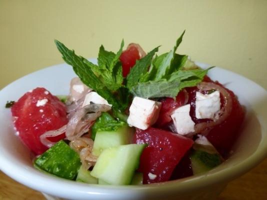 salada de melancia-pepino com queijo feta