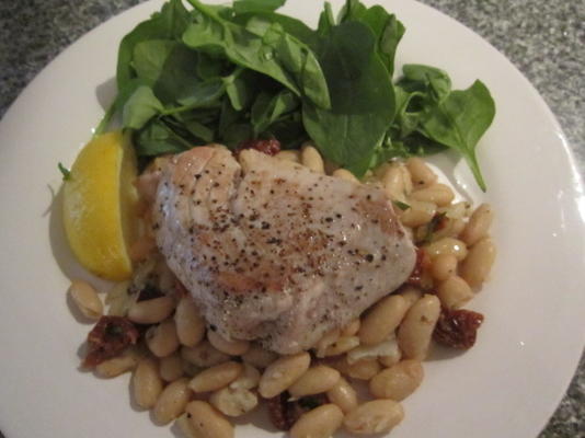 bife de atum com feijão cannellini