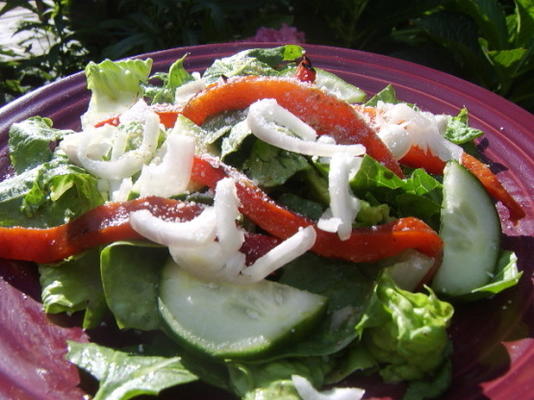 pimentos assados ​​e salada de espinafre com pina vinagrete