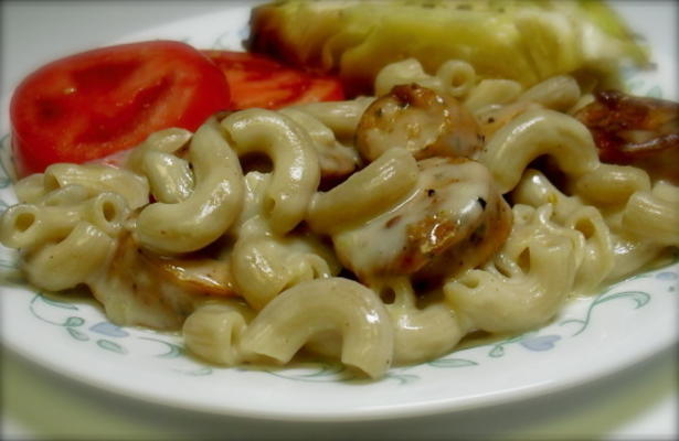 mac e queijo com salsicha polonês (baixo teor de gordura)