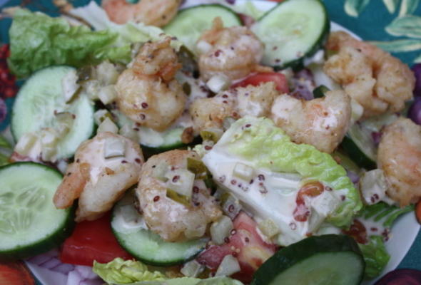 salada de camarão pipoca